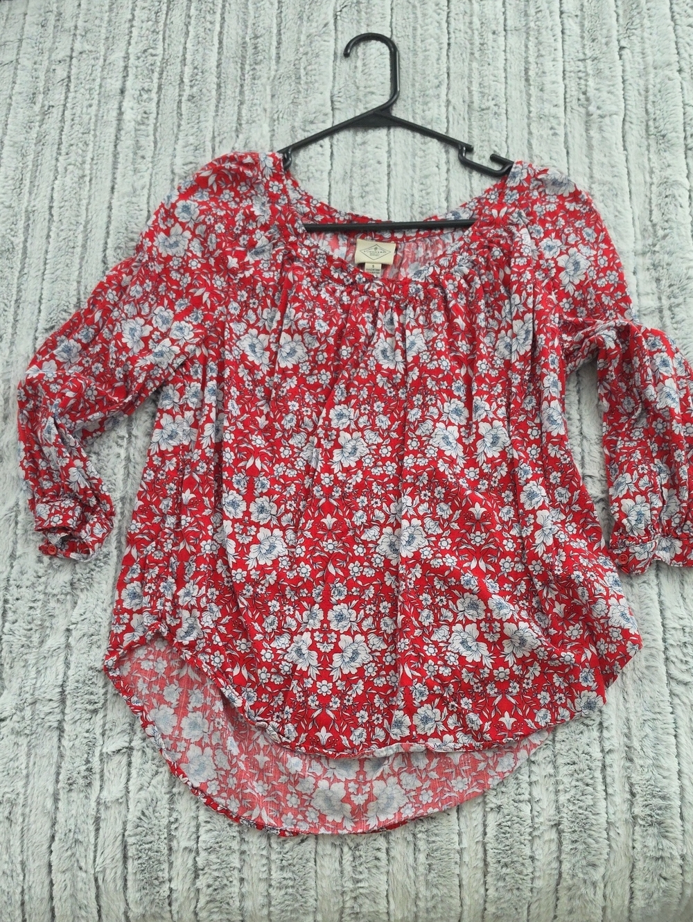 St. John's Bay Red Floral Peasant Tunic